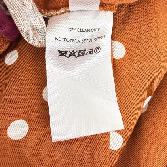 Anthropologie Isobel Polka Dot Pleated Culottes Large Wide Leg Pants Rust Orange - Picture 11 of 16